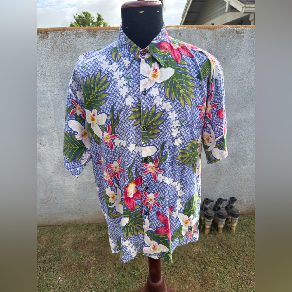 Vintage Mamo Howell Hawaiian Shirt Floral Full Button Men's Large Multicolored
